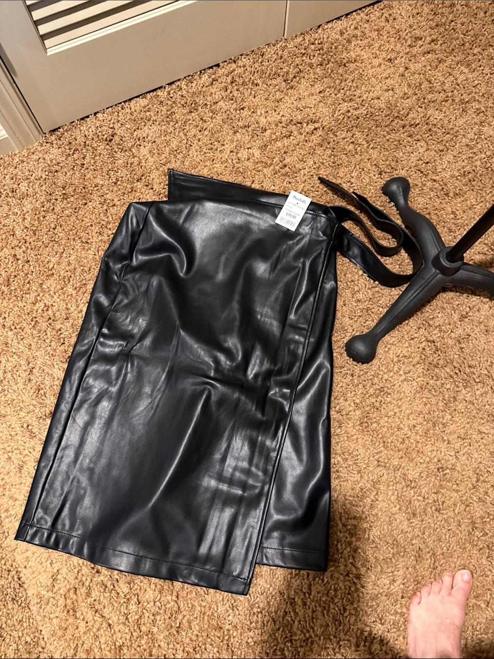 7 For All Mankind Black Faux Leather Pencil Skirt